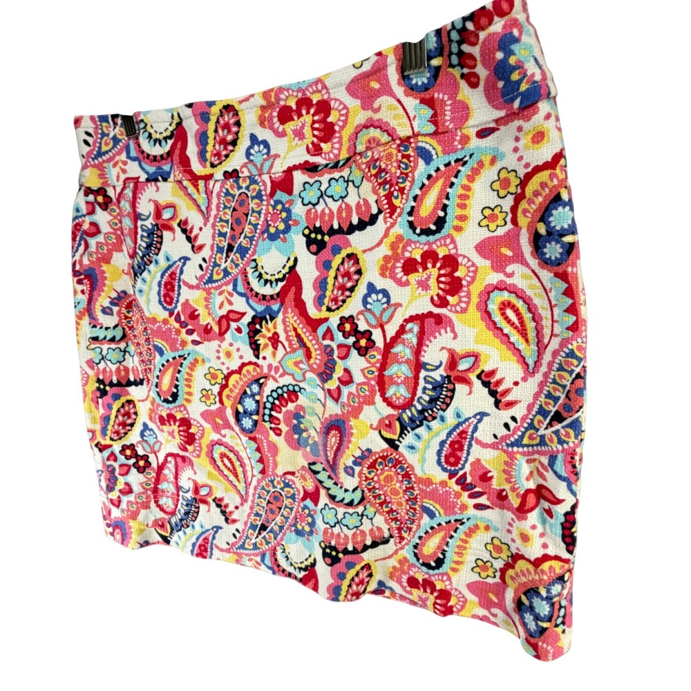 Talbots Pencil Skirt Women 12 Persian Pink Multicolor Floral Paisley Preppy Boho - Picture 3 of 13